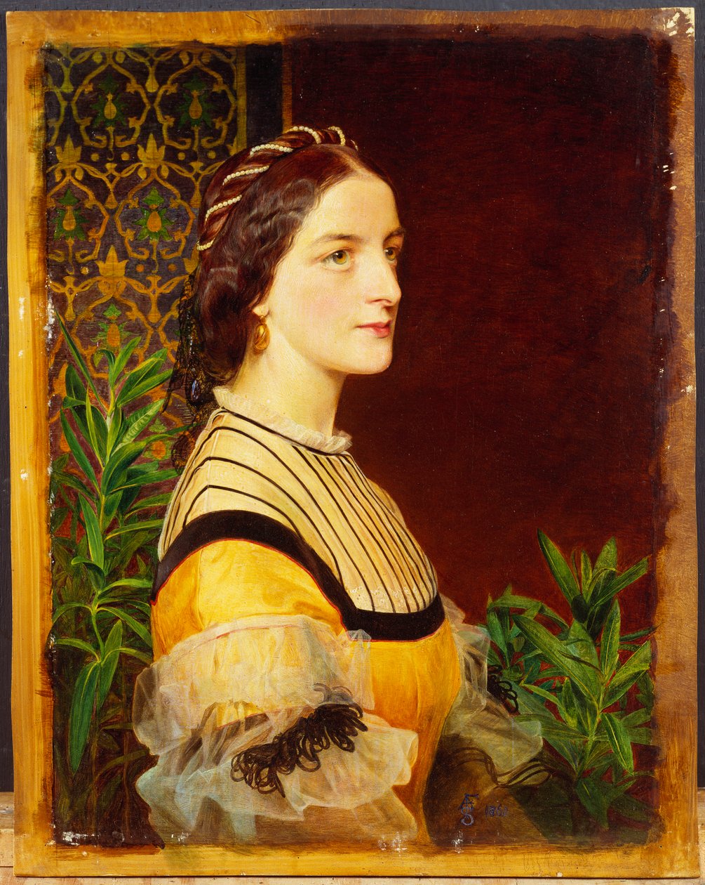 Porträtt av en dam, huvud och axlar, 1860 av Anthony Frederick Augustus Sandys