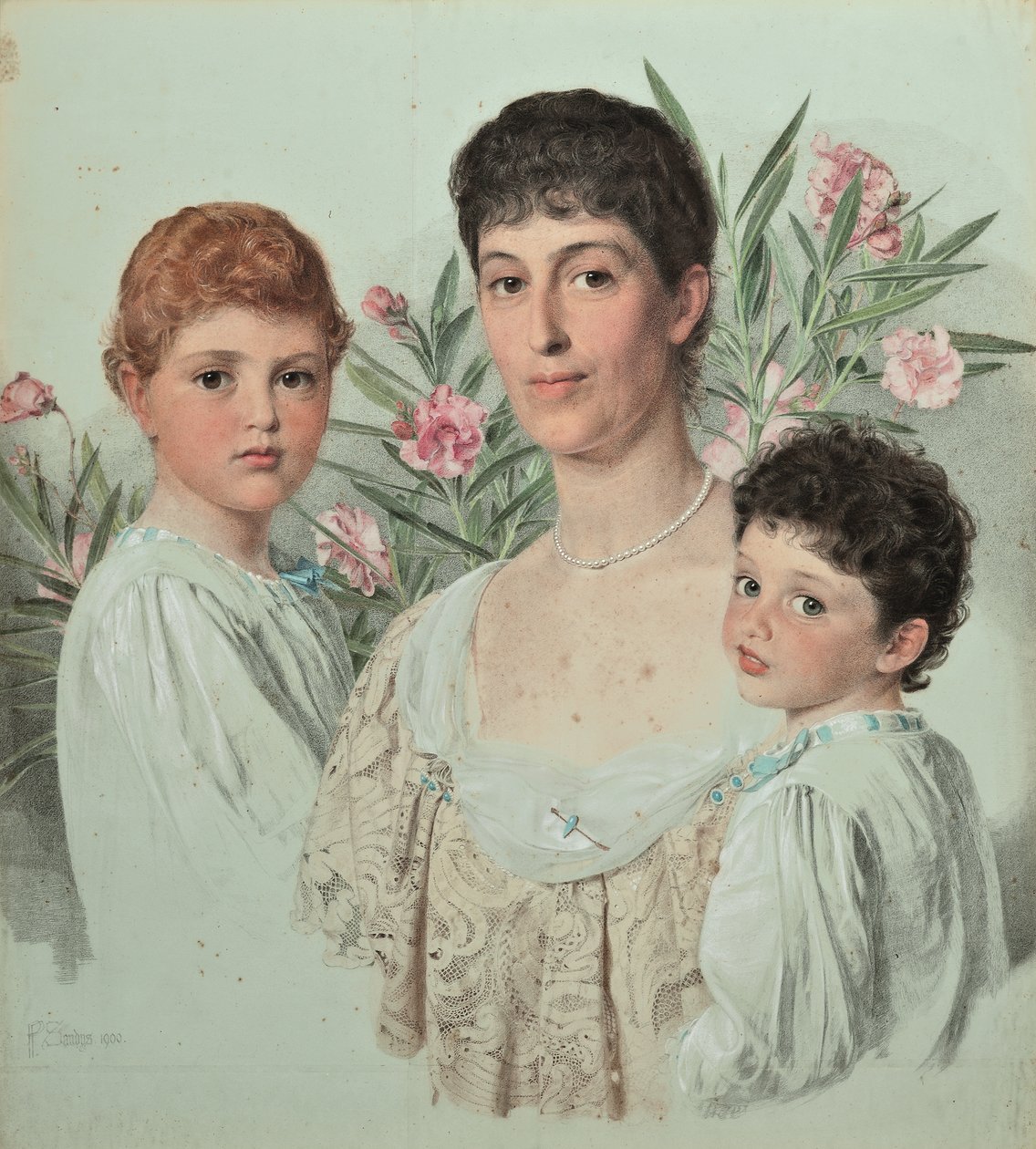 Porträtt av en mamma och hennes två barn av Anthony Frederick Augustus Sandys