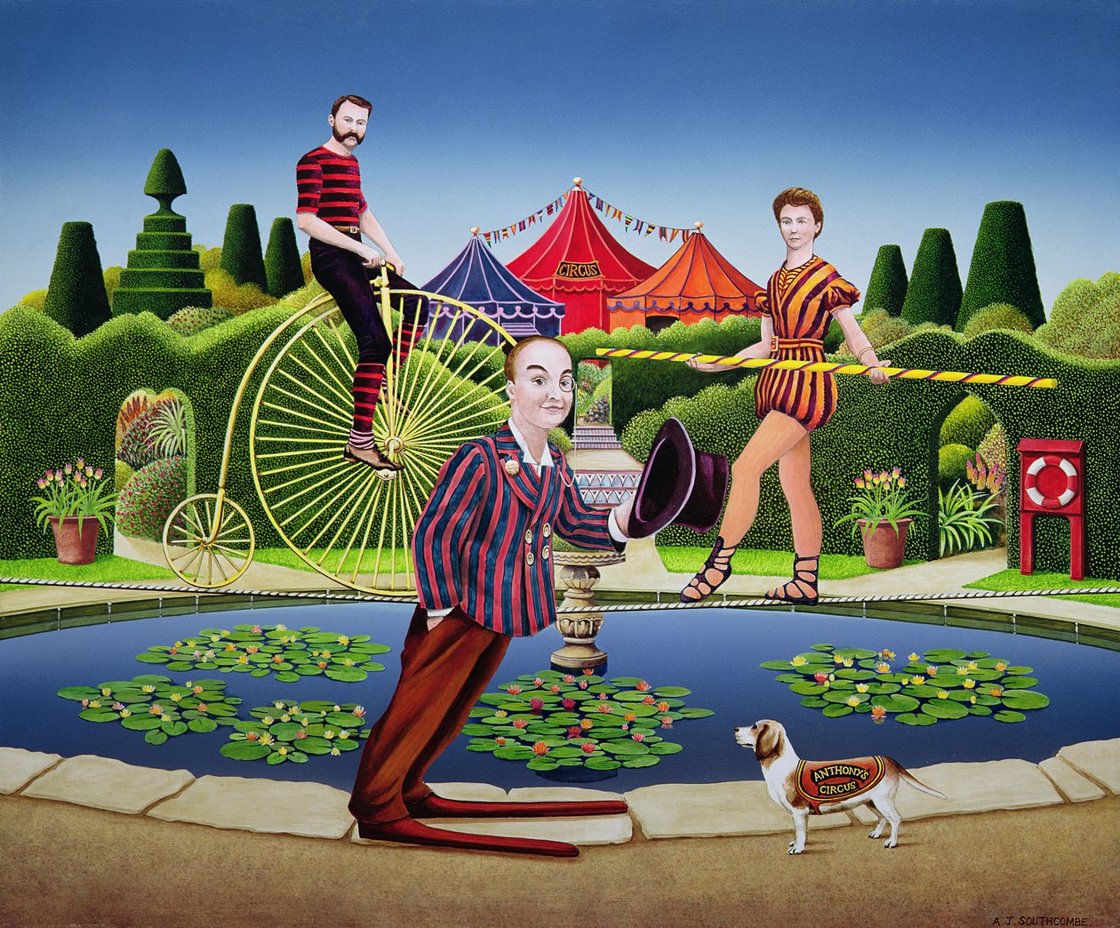 Circus Performers, 1979 (akryl ombord) av Anthony Southcombe