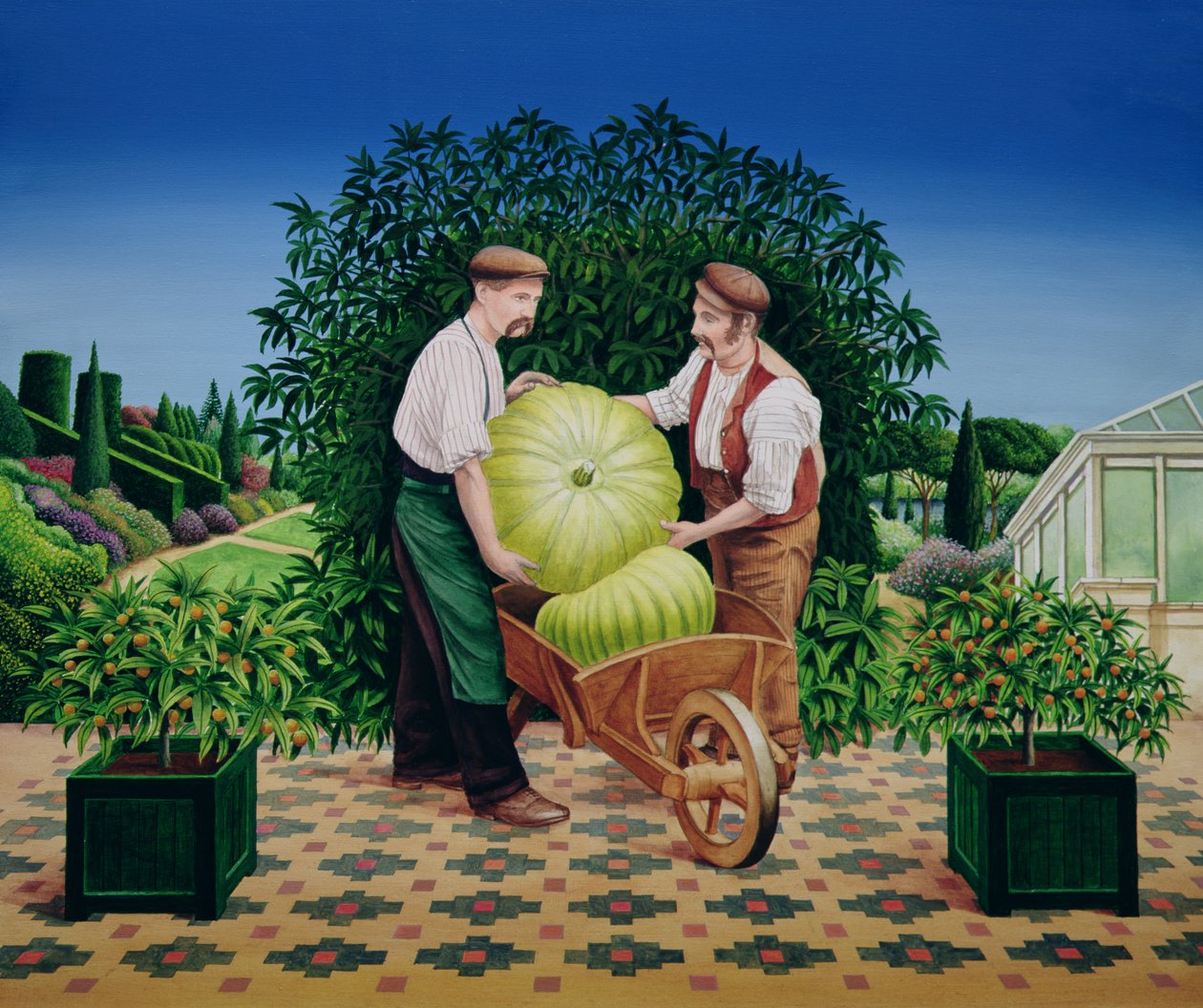 Trädgårdsmästare, 1990 (akryl ombord) av Anthony Southcombe