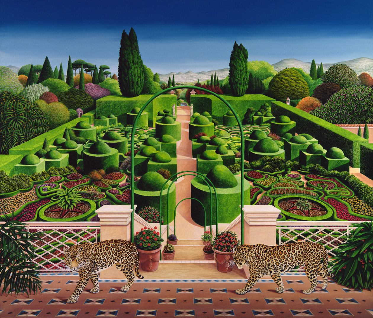 Italian Garden, 1987 (akryl ombord) av Anthony Southcombe
