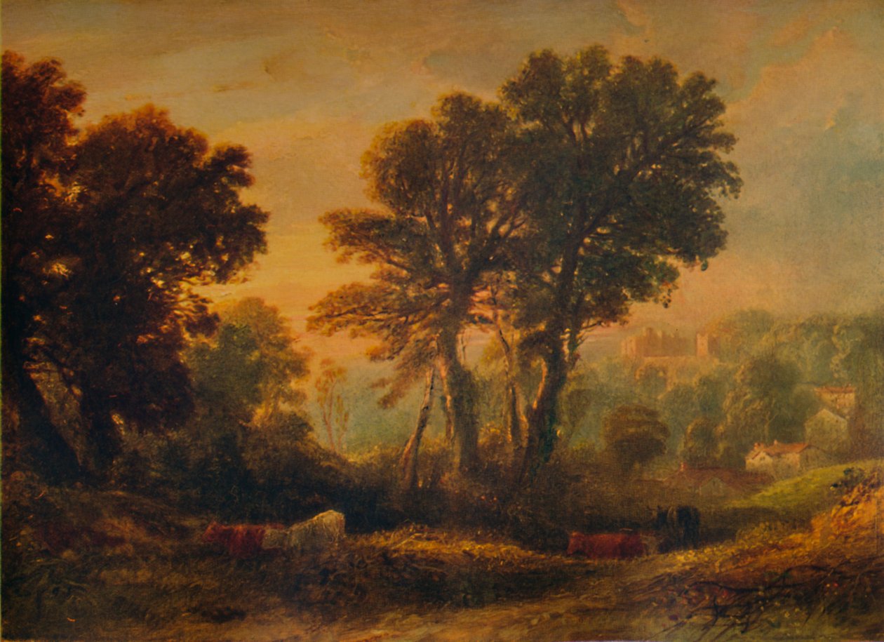 Dunster Castle: Solnedgång, c1850, 1935 av Anthony Vandyke Copley Fielding
