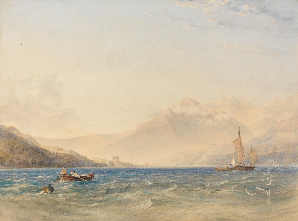 Chefen för Loch Fyne, med slottet Dindarra av Anthony Vandyke Copley Fielding