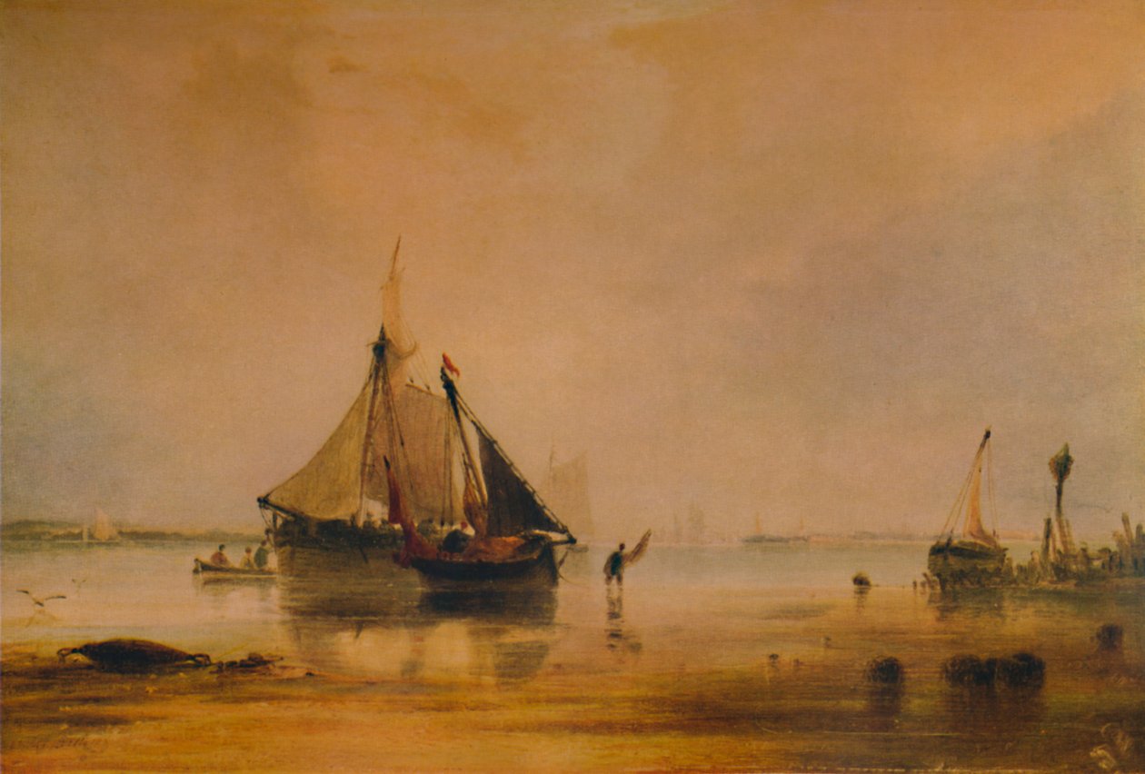 Fartyg på stranden nära Southampton, c1831, 1935 av Anthony Vandyke Copley Fielding
