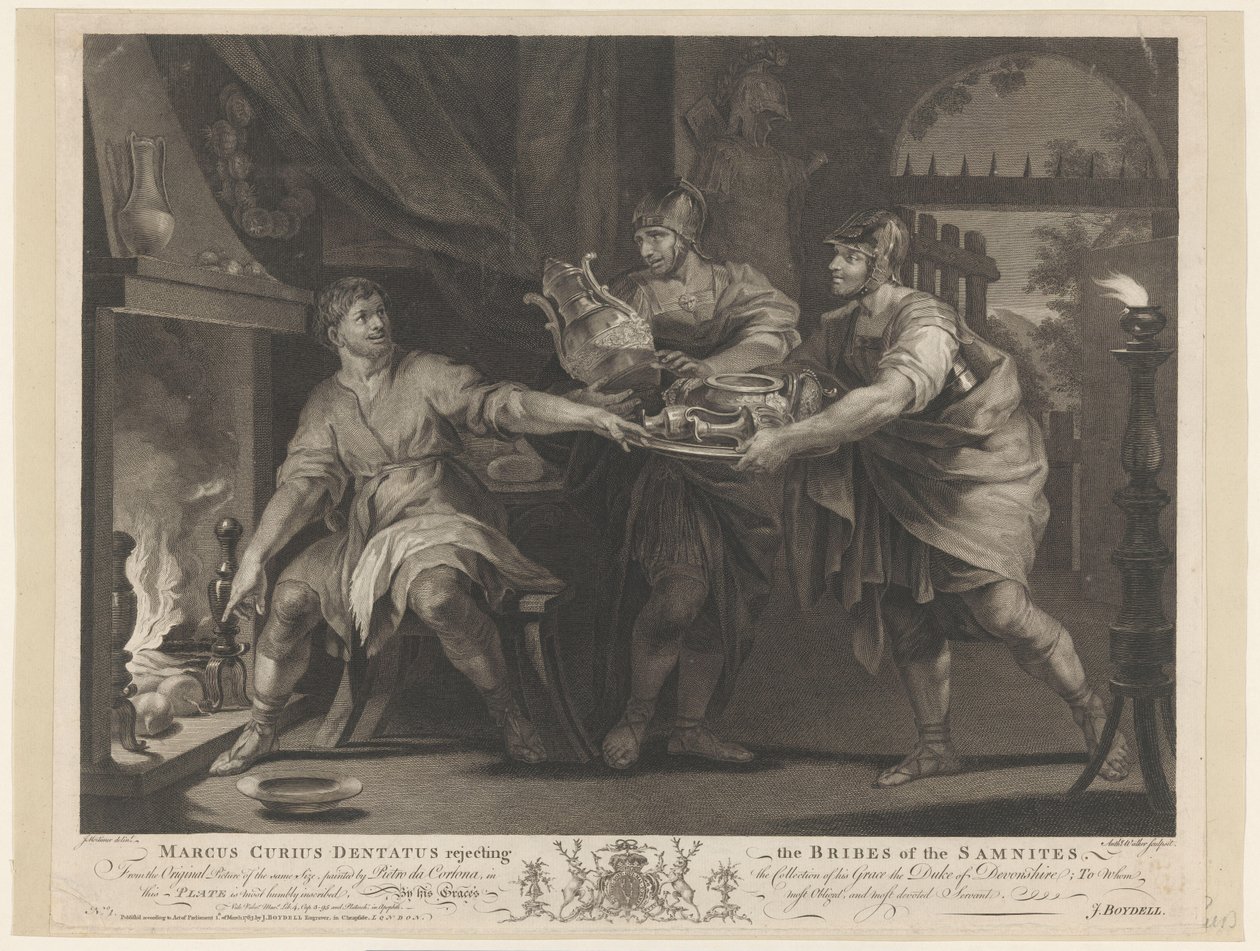 Manius Curius Dentatus weigert de geschenken van de Samnieten Marcus Curius Dentatus avvisar samniternas mutor (titel på objekt) av Anthony Walker