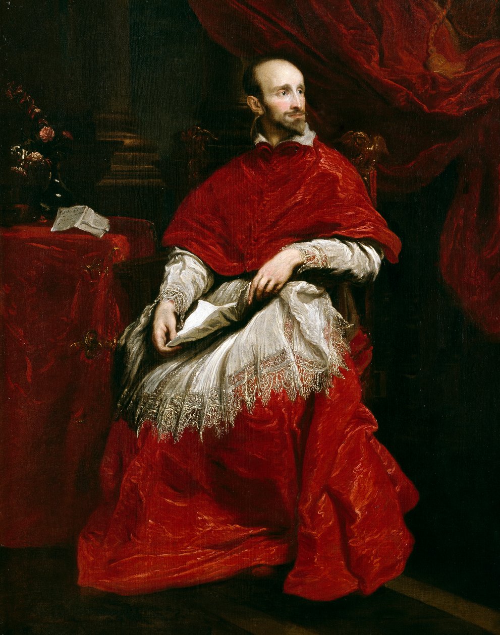 Kardinal Bentivoglio (olja på duk) av Anthony van (after) Dyck