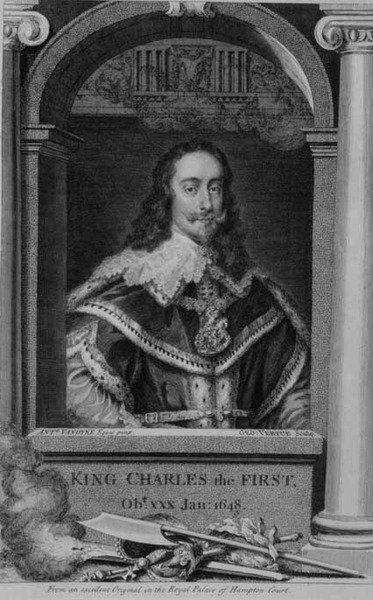 Charles I (1600-49) kung av Storbritannien och Irland från 1625, graverad av George Vertue (1684-1756) (gravyr) av Anthony van (after) Dyck