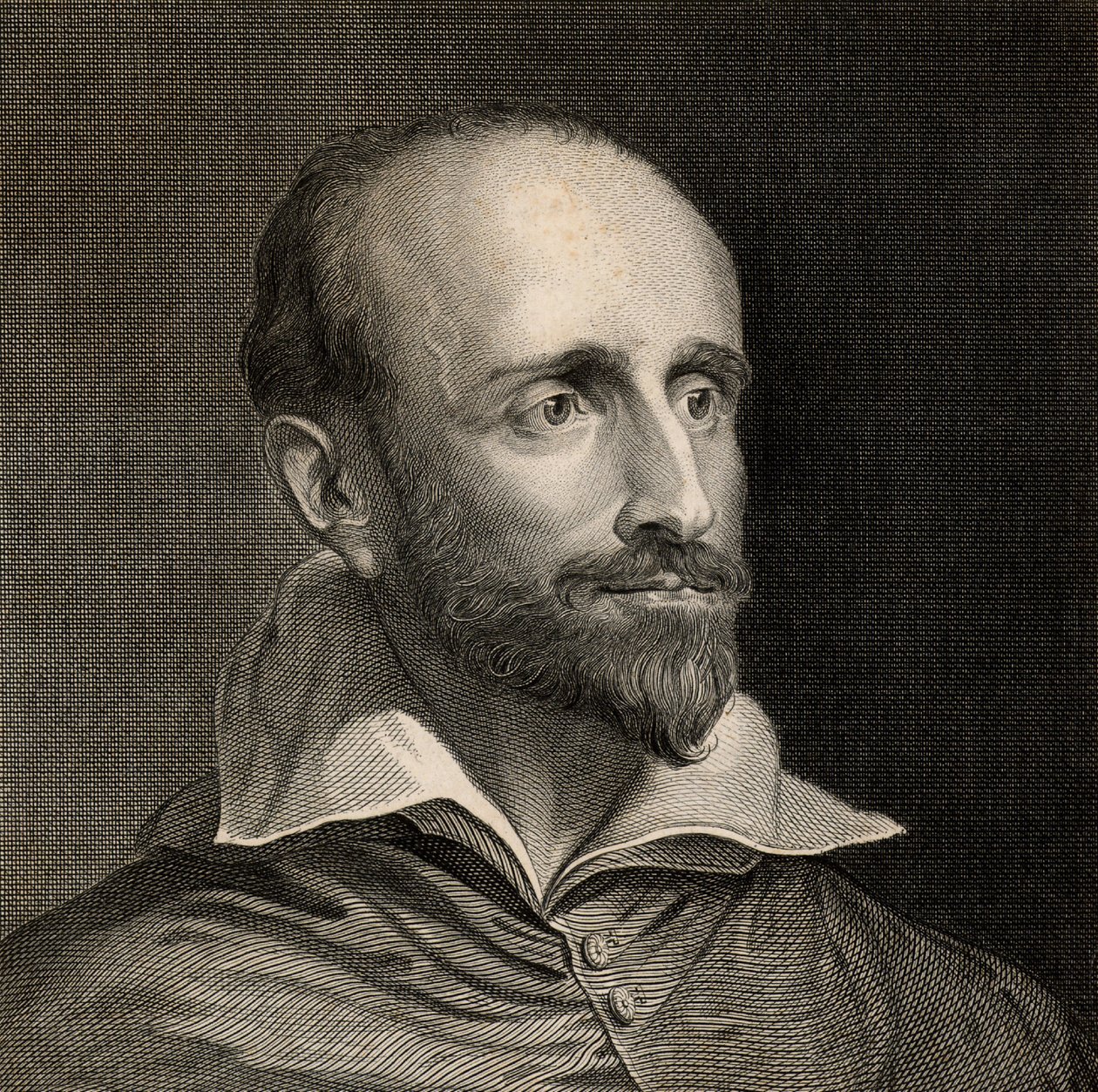 Guido Bentivoglio (1579-1644) italiensk kardinal, statsman, diplomat och historiker (gravyr) av Anthony van (after) Dyck