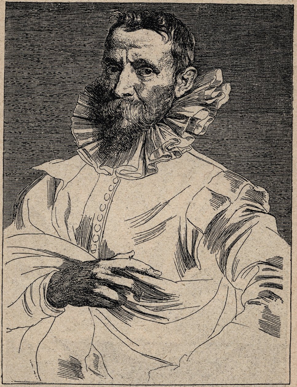 Jan Brueghel den äldre (eller Ain, känd som Brueghel de Velours) (1568-1625) - Jan Brueghel den äldre - gravyr efter Anthony van Dyck av Anthony van (after) Dyck