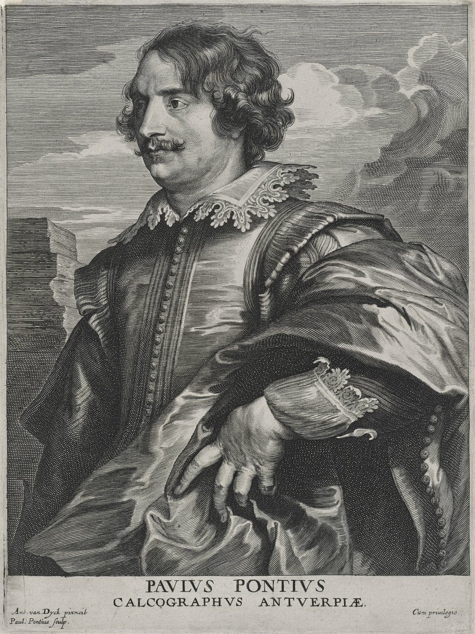 Paulus Pontius (gravyr på lagt papper) av Anthony van (after) Dyck