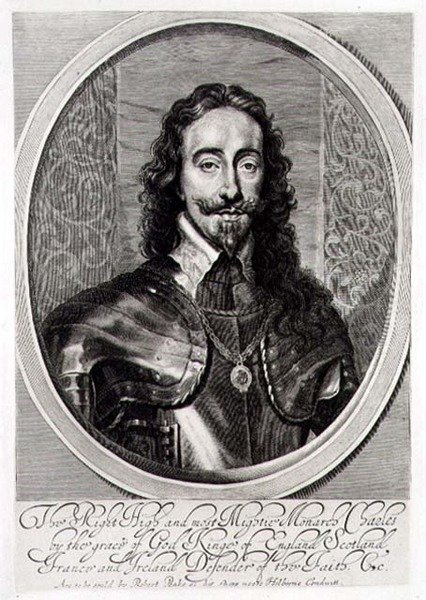 Porträtt av Karl I (1600-49) graverat av William Faithorne (1616-91) 1658 (gravyr) av Anthony van (after) Dyck