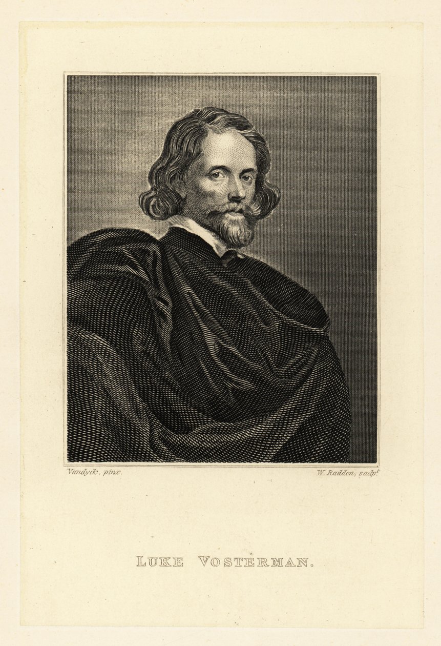 Porträtt av Lucas Vorsterman den äldre, barockgravör av Anthony van (after) Dyck