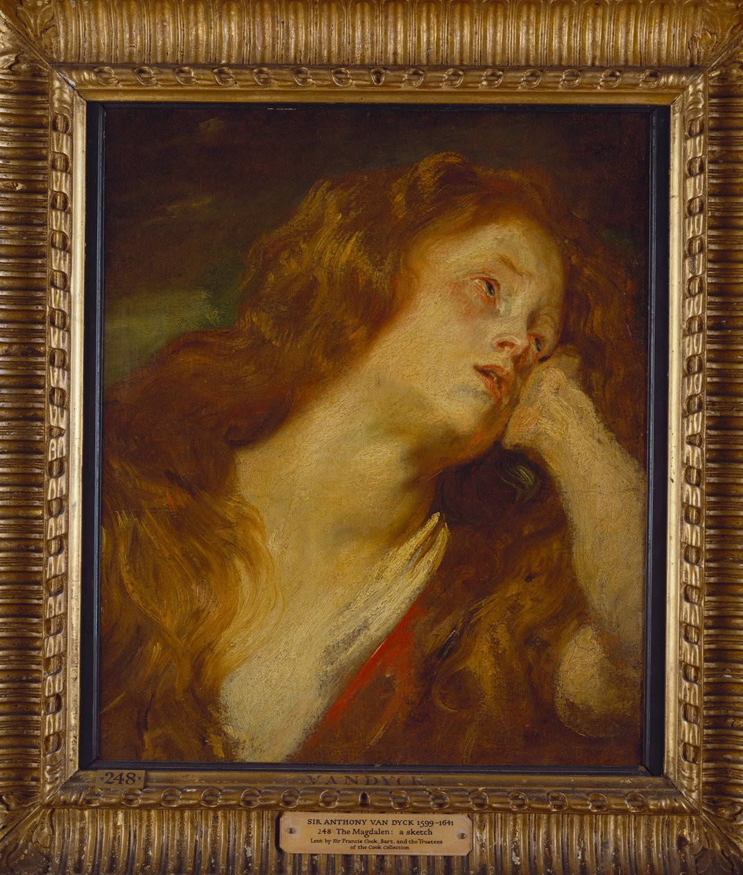 En ung kvinna, byst längd, vilar huvudet på hennes hand av Anthony van Dyck