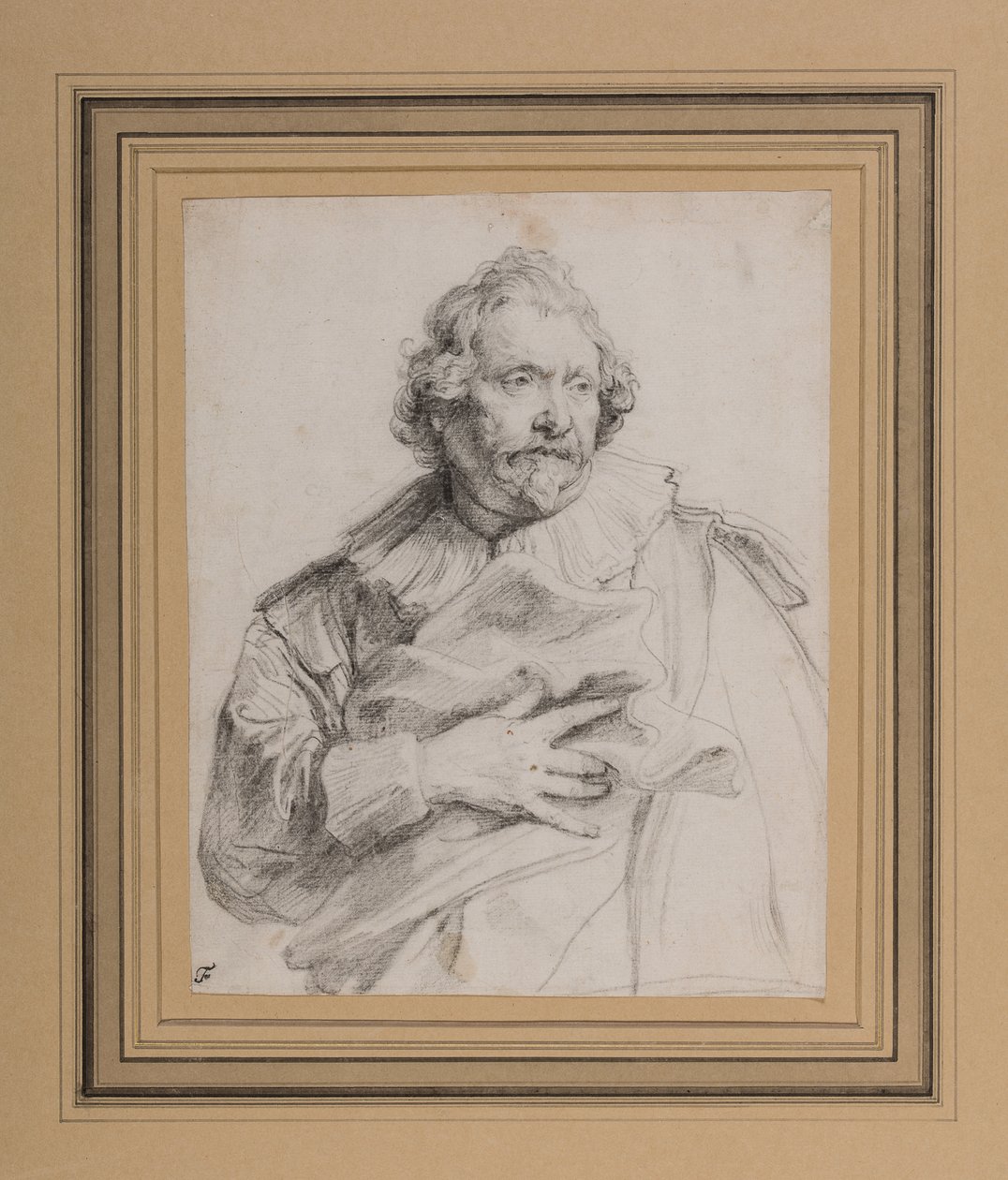 Carolus de Mallery, ca 1632-35 (svart krita på vitt papper) av Anthony van Dyck
