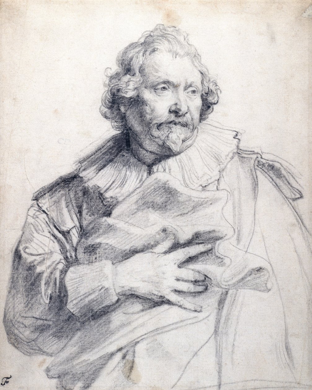 Carolus de Mallery, ca 1632-35 (svart krita på vitt papper) av Anthony van Dyck