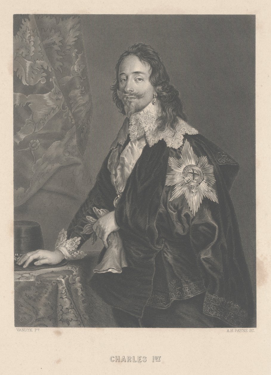 Charles I, graverad av A.H. Payne av Anthony van Dyck
