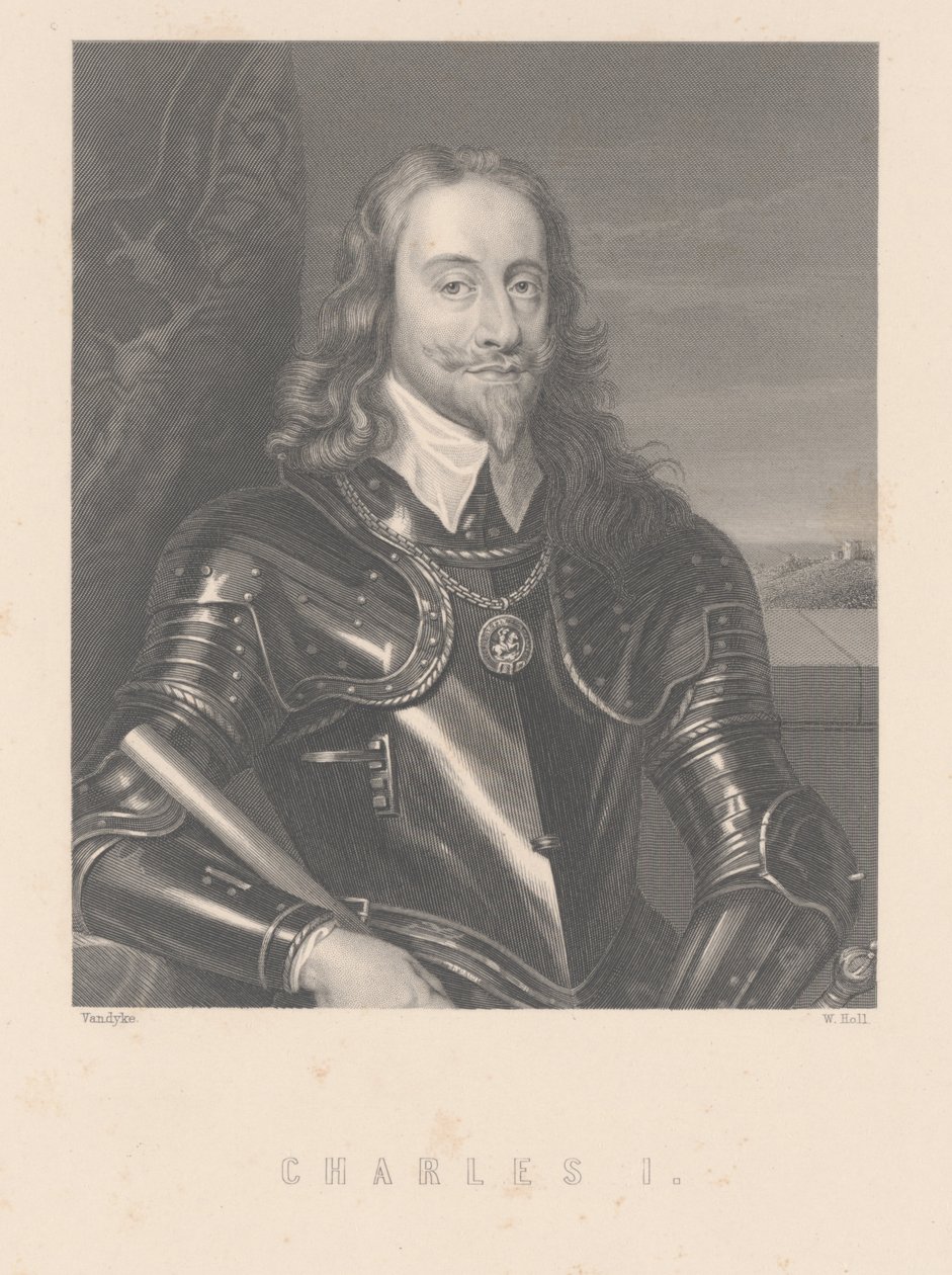 Karl I, graverad av W. Hall av Anthony van Dyck