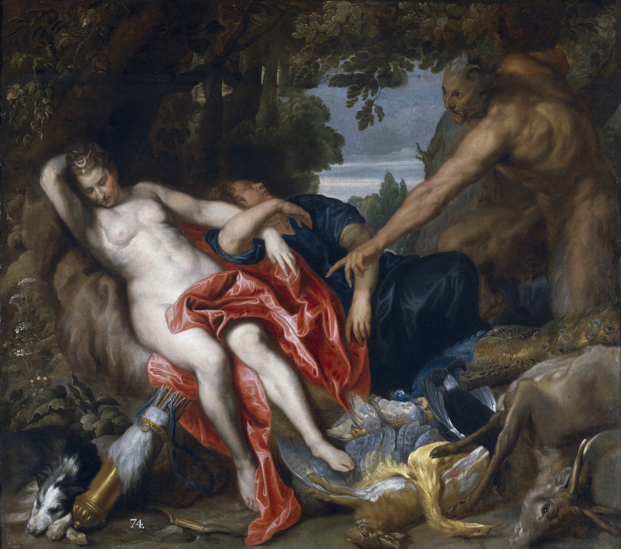 Diana och hennes nymf överraskade av satyr av Anthony van Dyck