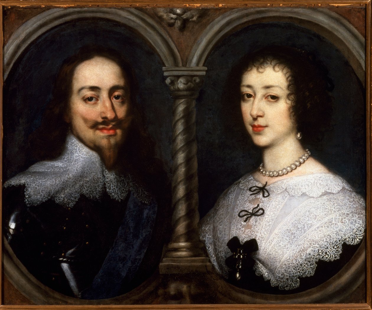 Dubbelporträtt av Charles I Stuart av England (1600-1649) och Henriette Marie av Frankrike (1609-1669). Målning av Antoine (Antoine eller Antoon eller Anton) Van Dyck (1599-1641) av Anthony van Dyck
