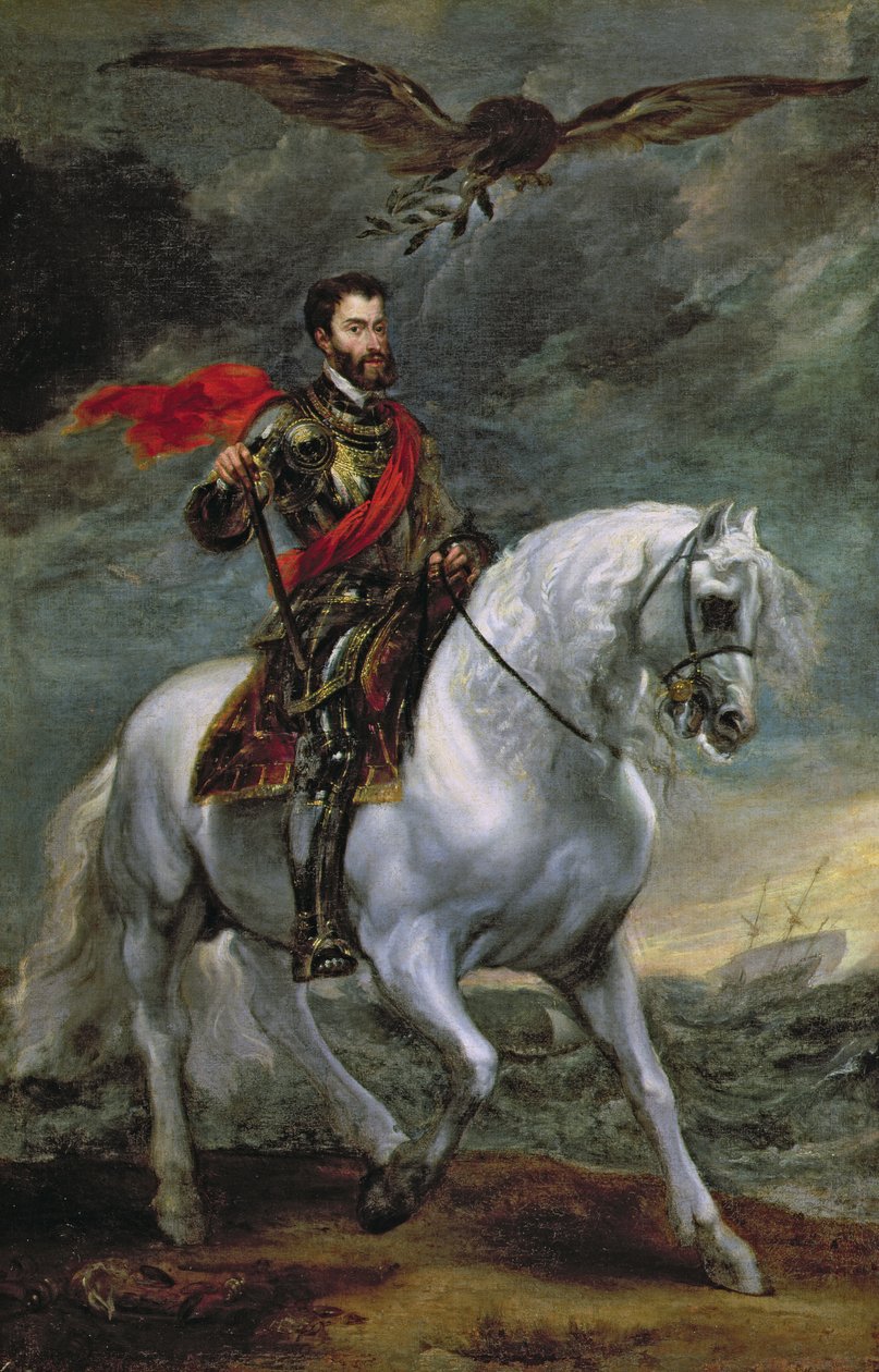 Kejsar Karl V (1500-58) till häst, 1620 av Anthony van Dyck
