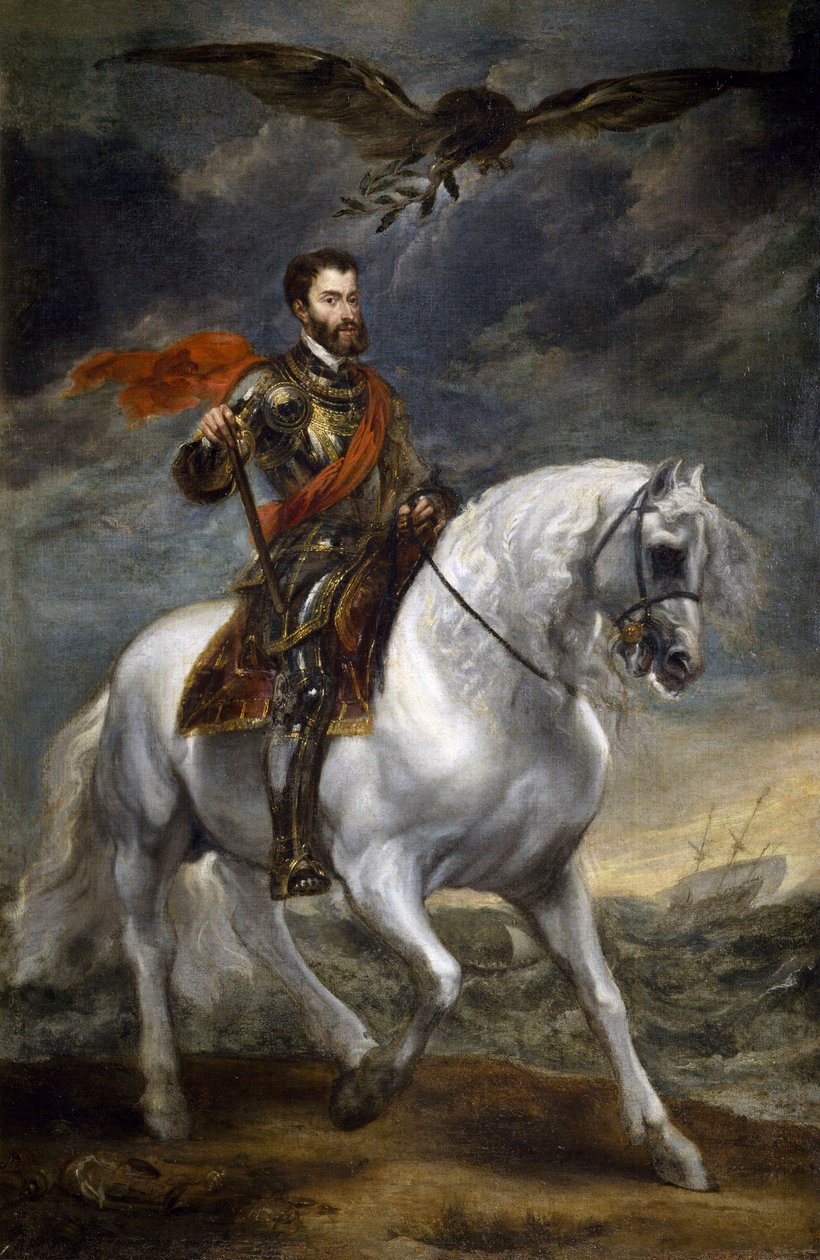 Ryttarporträtt av Karl V (1500-1558), av Anthony van Dyck, olja på duk av Anthony van Dyck