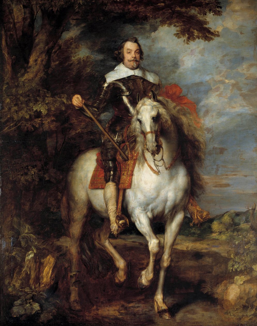 Ridsporträtt av Don Francisco de Moncada (1586-1635), greve Dossuna, ambassadör för kung Filip IV av Spanien i Bryssel Målning av Anton (Antoon eller Anthony) van Dyck (1599-1641) 1600-talets sön. 3,05x2,42 m - Ridsporträtt av Don Francisco de av Anthony van Dyck