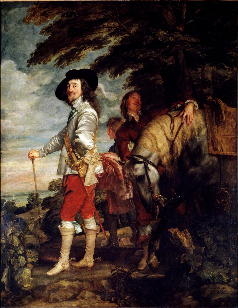 Fullängds popporträtt av Charles I av England, även känd som kungen på jakt, ca. 1635 (olja på duk) av Anthony van Dyck