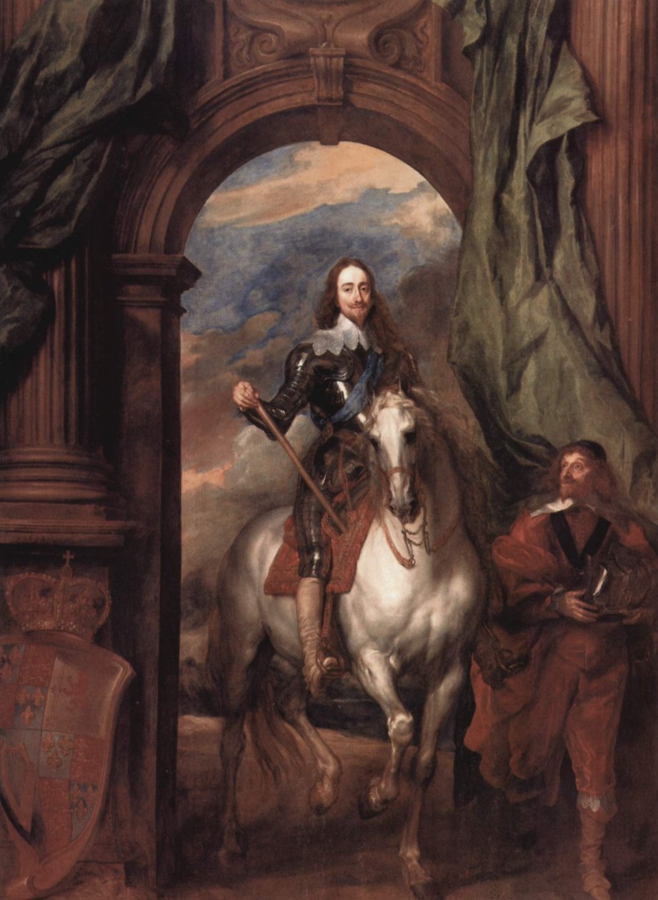 Tyska: Porträtt av Karl I, kung av England, till häst med sin hovslagare St Antoine Karl I (1600-1649) med M. de St Antoine av Anthony van Dyck