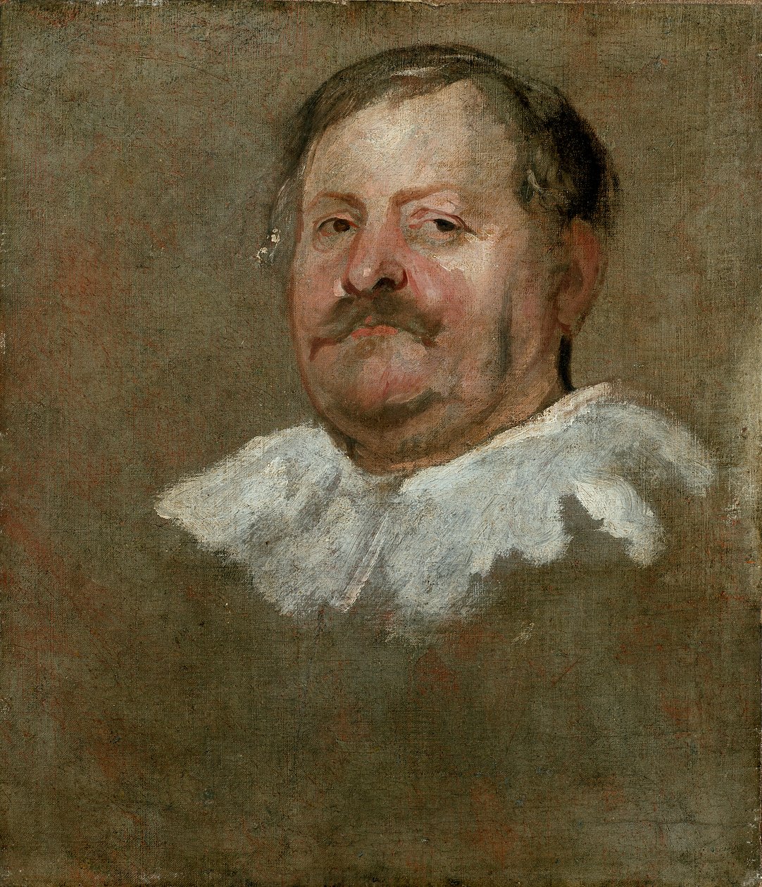 Huvudet på en skäggig man som bär en fallande ruff, 1628 av Anthony van Dyck