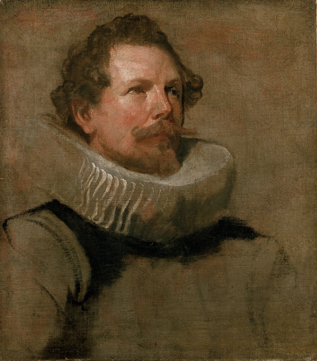 Huvudet av en skäggig man som bär en Wheel Ruff, 1600-talet av Anthony van Dyck