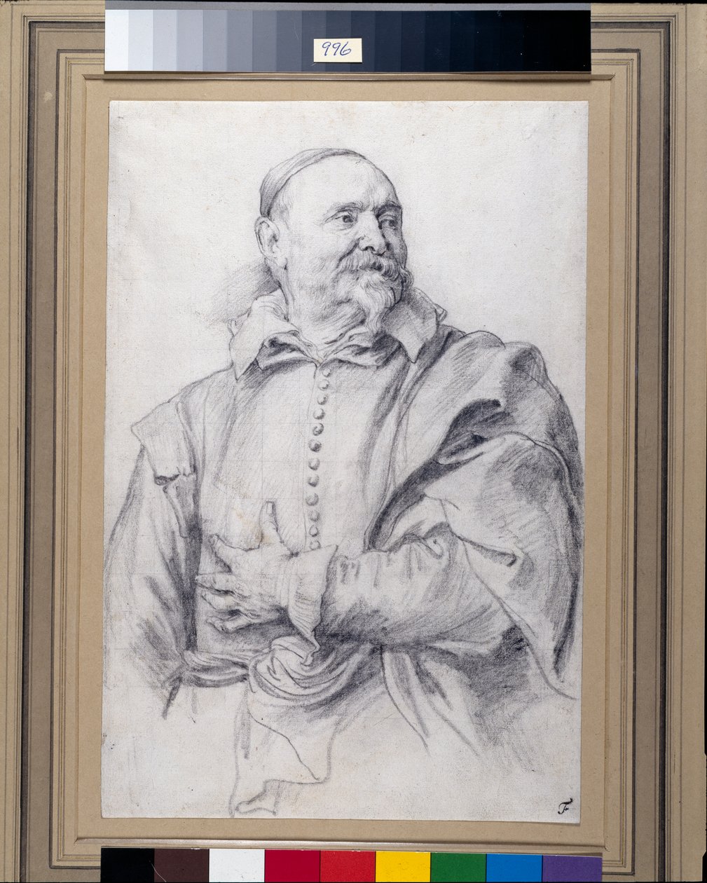 Jan Snellincx (svart krita på vitt papper) av Anthony van Dyck