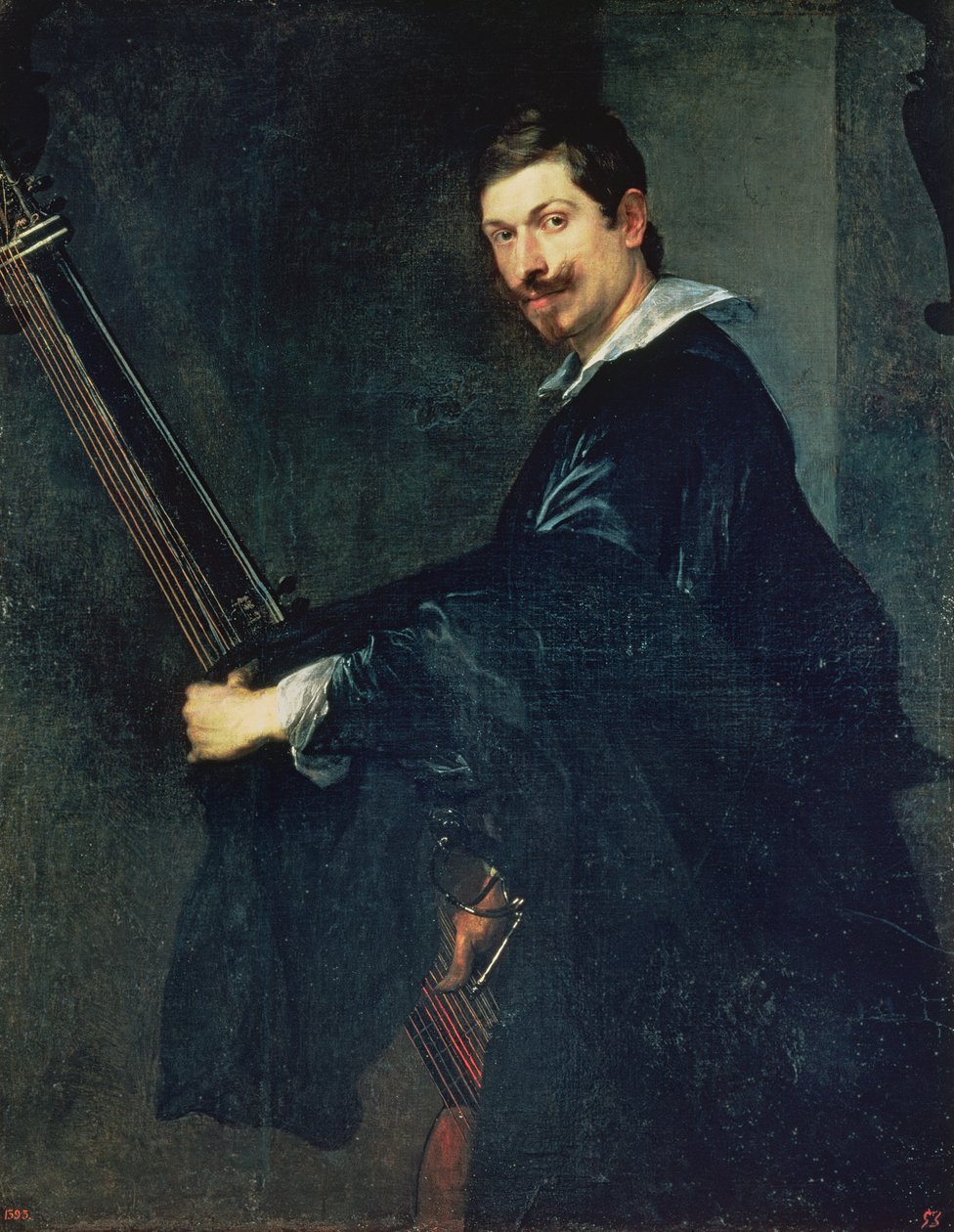 Man med en lut, porträtt av musikern Jacob Gaultier, en lutenist vid det engelska hovet av Anthony van Dyck