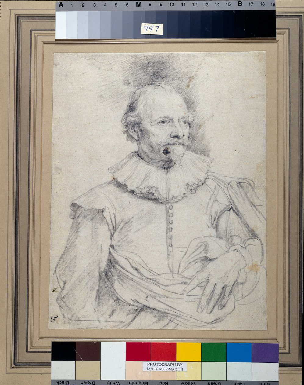 Paulus Halmalius, vulgo van Halmale, ca 1632-35 (svart krita på vitt papper) av Anthony van Dyck