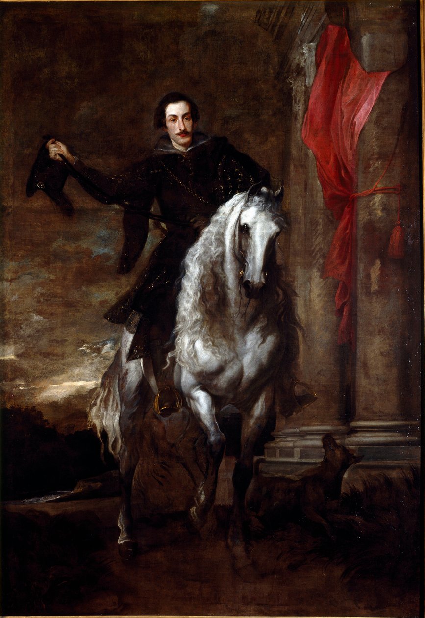 Porträtt av Anton Giulio Brignole Sale (Brignole-Sale) på häst Målning av Antonie Van Dyck (1599-1641) 1621-1625 Dim.288x201 cm Genes, Galleria di Palazzo Rosso av Anthony van Dyck