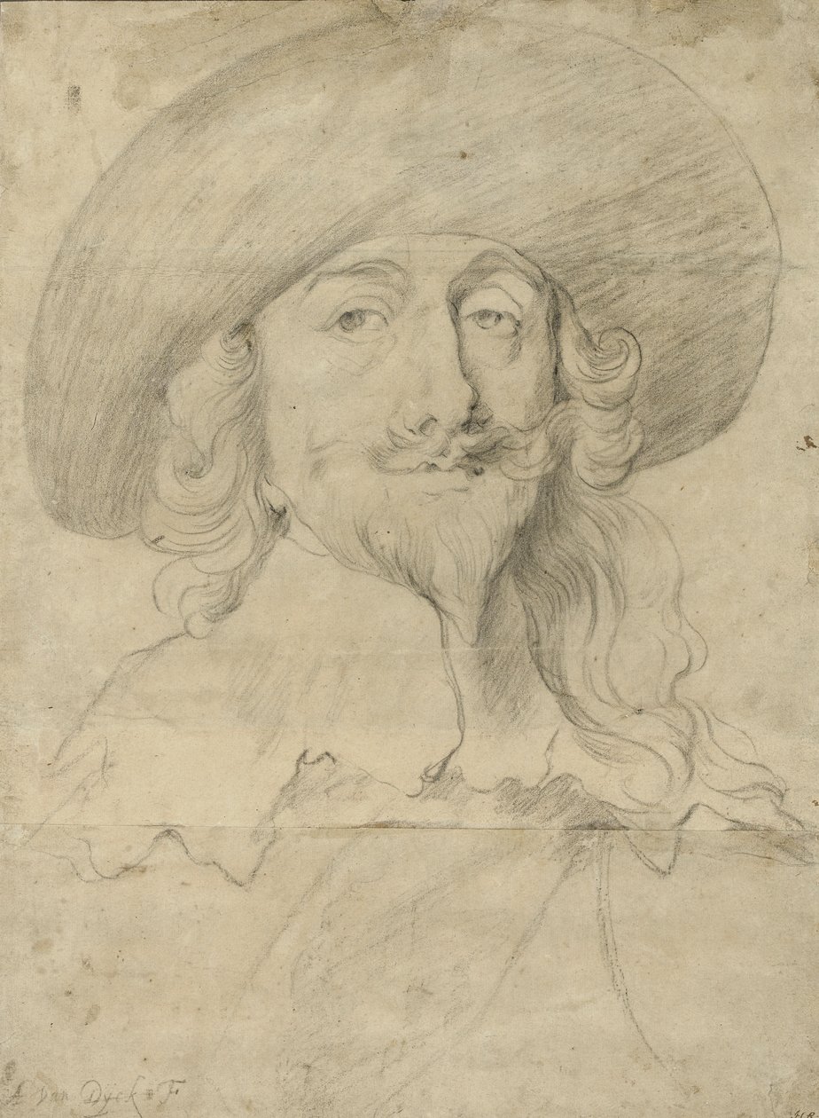 Porträtt av Karl I (krita på papper) av Anthony van Dyck
