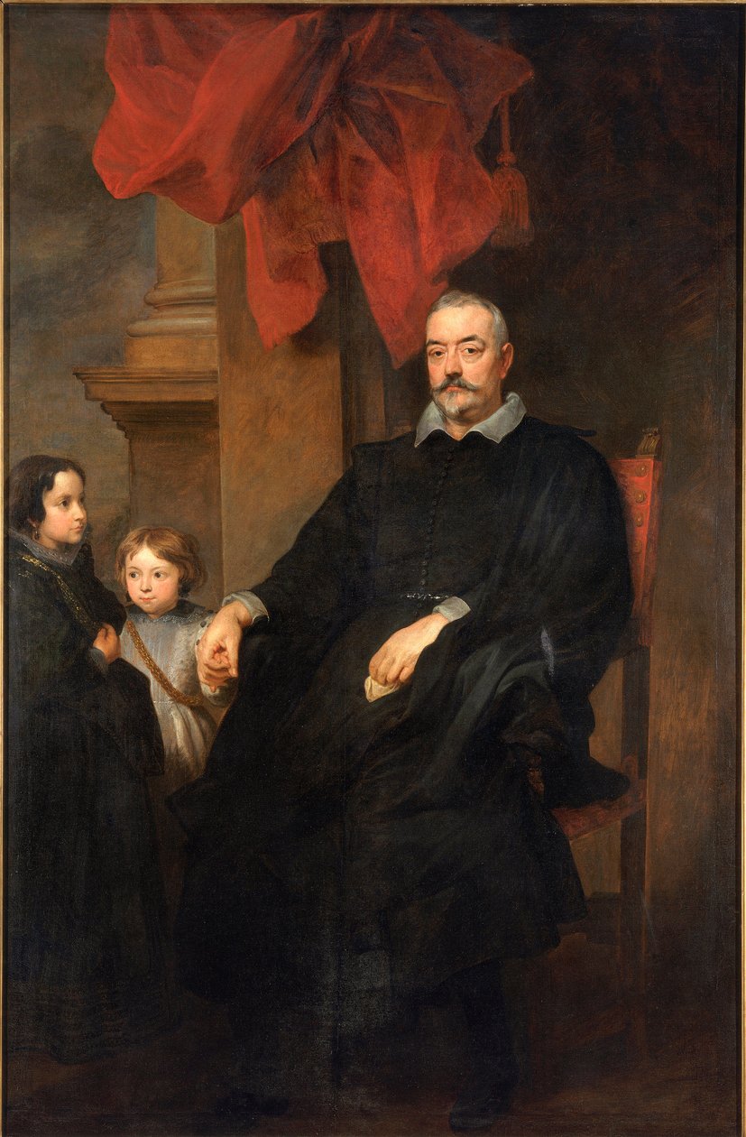 Porträtt av Genois adelsmän med två unga flickor Målning av Antonie Van Dyck (1599-1641) 1621-1627 Sön. 223,5x148,5 cm Privat samling av Anthony van Dyck