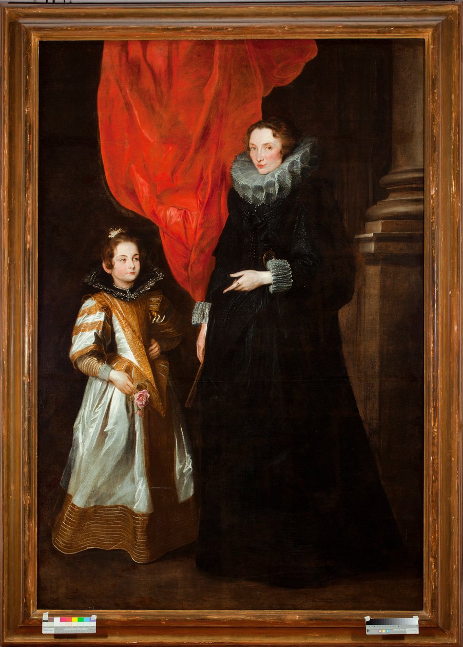 Porträtt av Geronima Brignole-Sale (Brignole Sale), hustru till Gian Francesco I Brignole Sale, med sin dotter Maria Amelia (Porträtt av Geronima Brignole Sale och hennes dotter Maria-Amelia) Målning av Sir Anthonis (Anton eller Antoon) van Dyck (1599) -16 av Anthony van Dyck