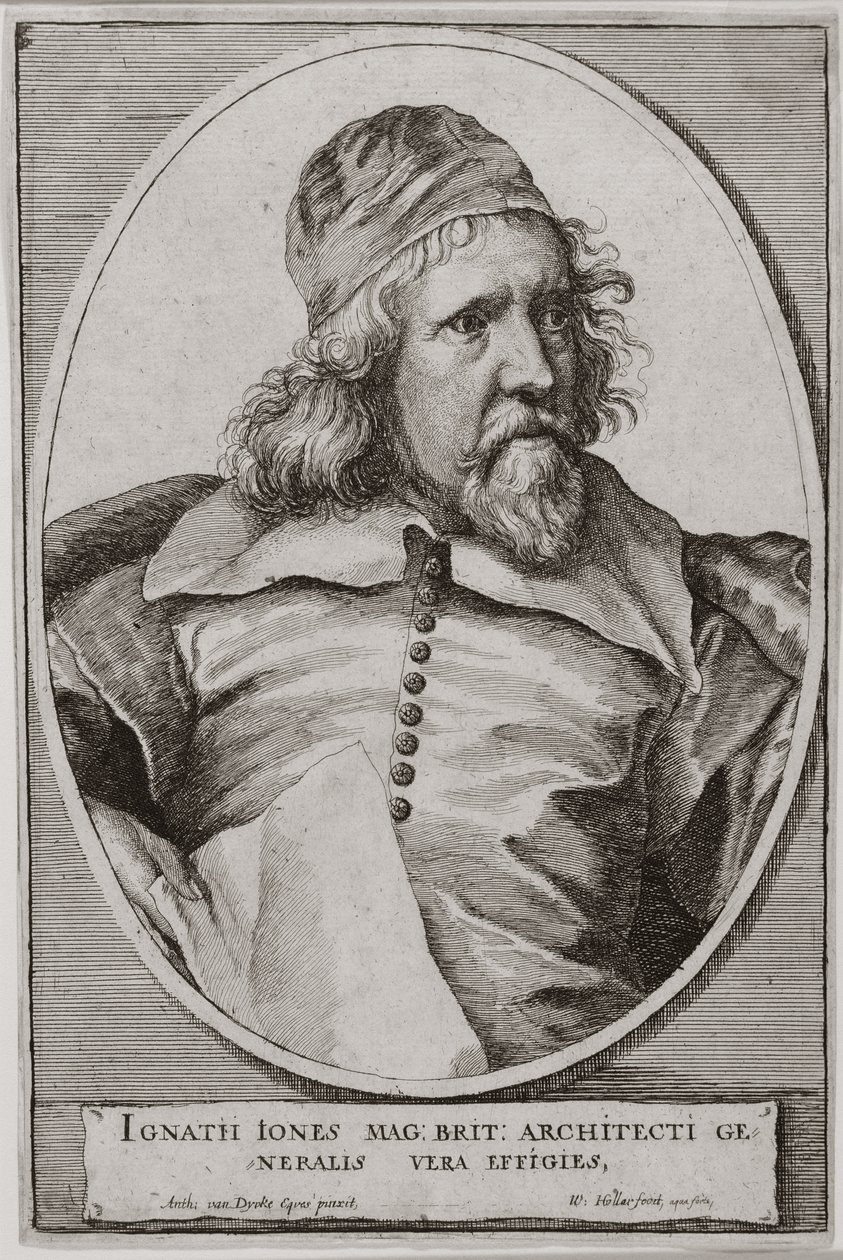 Portræt af Inigo Jones (1573-1652) graveret af Wenceslaus Hollar (1607-77) 1655 sverige av Anthony van Dyck