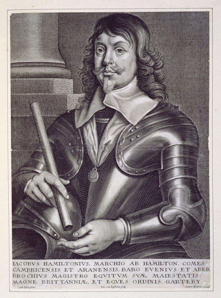 Porträtt av James Hamilton (1606-49) 1:e hertig av Hamilton, graverad av Joannes Meyssens (1612-70) av Anthony van Dyck