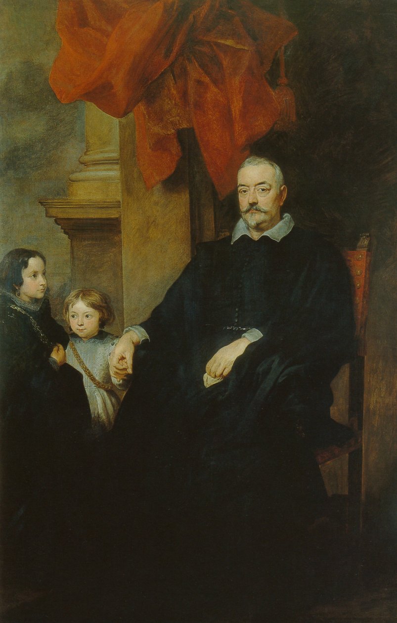 Porträtt av en genuesisk adelsman och två flickor av Anthony van Dyck