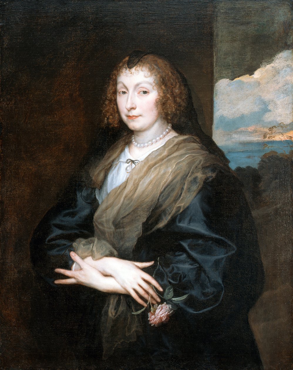 Porträtt av en kvinna med en ros, mellan 1635 och 1639 av Anthony van Dyck