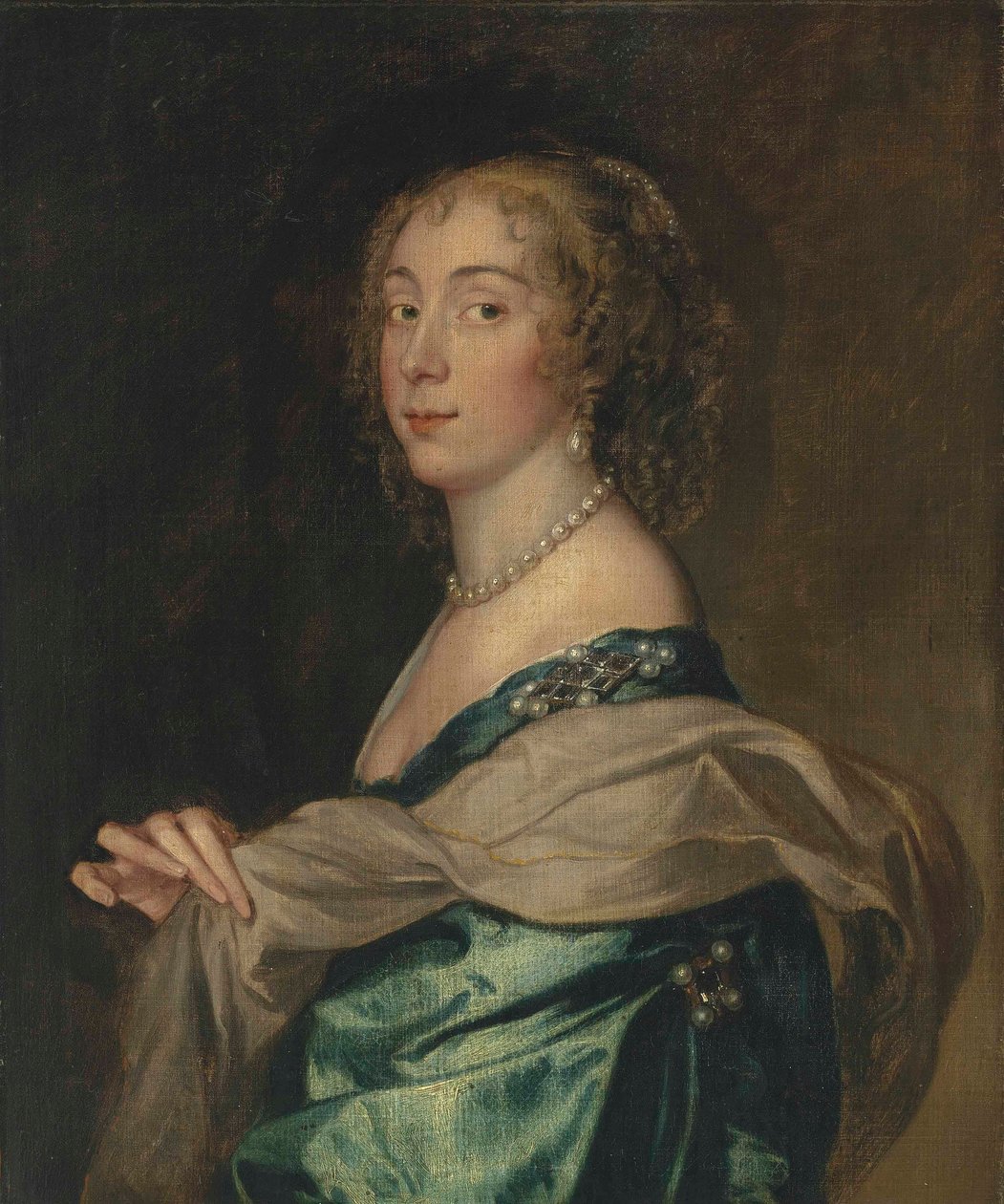Porträtt av en dam, troligen Penelope, Lady Bayning (1620-1647), senare Lady Herbert av Anthony van Dyck