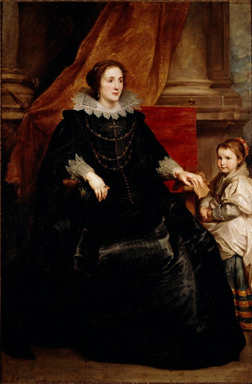 Porträtt av en kvalitetsdam och hennes dotter Målning av Antoine (Antoon eller Anton) Van Dyck (1599-1641) av Anthony van Dyck