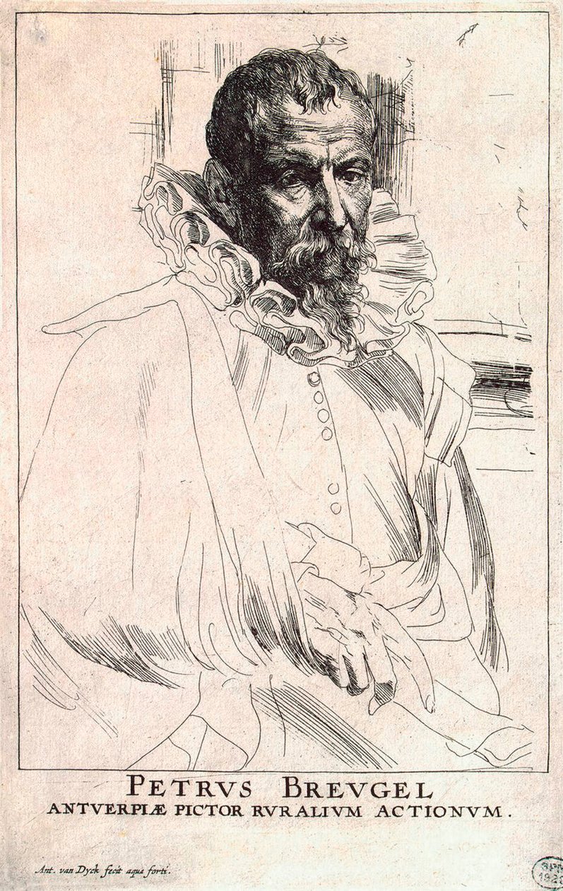 Porträtt av konstnären Pieter Bruegel den yngre, 1564-1636, tidigt 1600-tal av Anthony van Dyck
