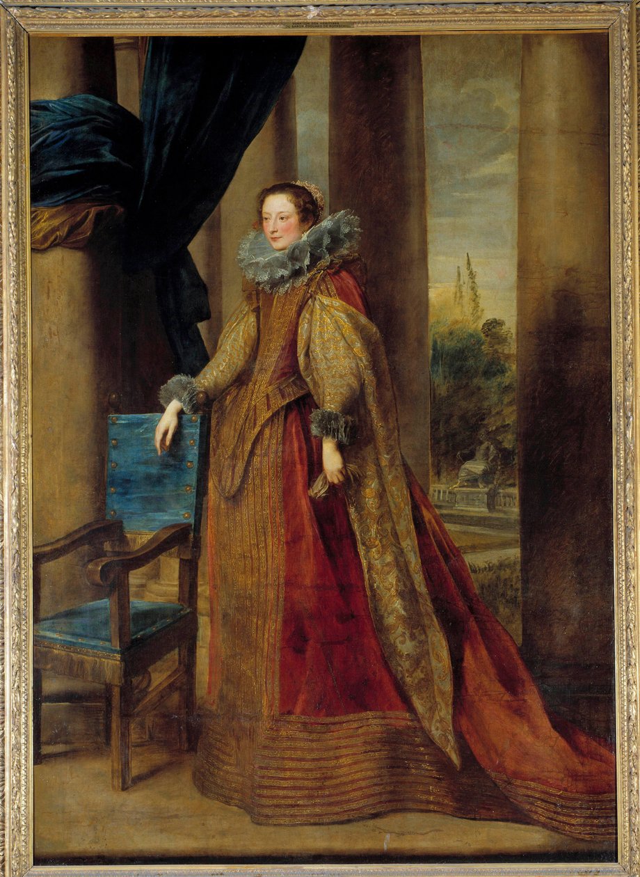 Förmodat porträtt av markisin Geromina Spinola Doria, av Genes. Hon bär en jordgubbskrage. Målning av Anton (Antoon eller Anthony) van Dyck (1599-1641) 1600-talets sön. 2,39x1,7 m - Förmodat porträtt av Marchesa Geromina Spinola Doria från Genua av Anthony van Dyck