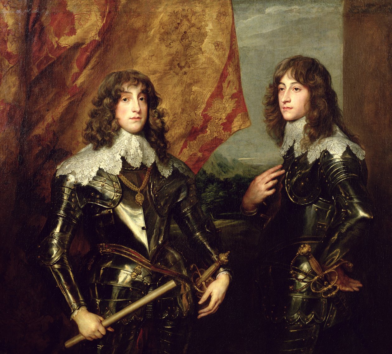 Prins Charles Louis (1617-80) Kurfurst Pfalz och hans bror, prins Rupert (1619-82) av Pfalz, 1637 av Anthony van Dyck