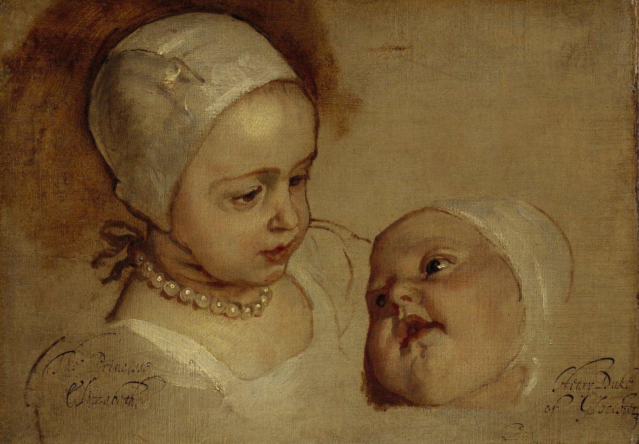 Prinsessan Elizabeth, 1635–1650, och prinsessan Anne, 1637–1640. Döttrar till Karl I av Anthony van Dyck
