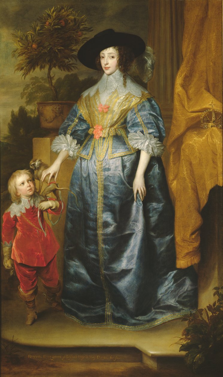 Drottning Henrietta Maria och hennes dvärg Sir Jeffrey Hudson, c.1633 av Anthony van Dyck