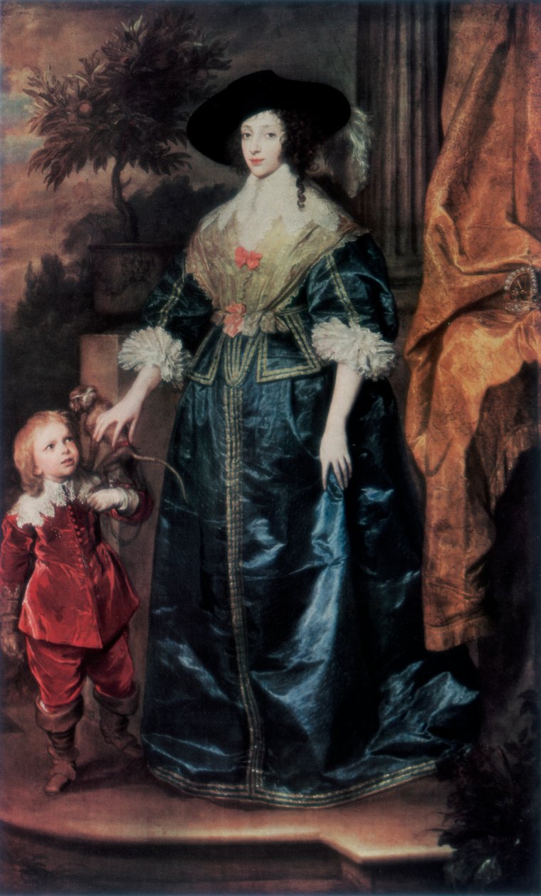 Drottning Henrietta Maria och hennes dvärg Sir Jeffrey Hudson, c1633, 1927 av Anthony van Dyck