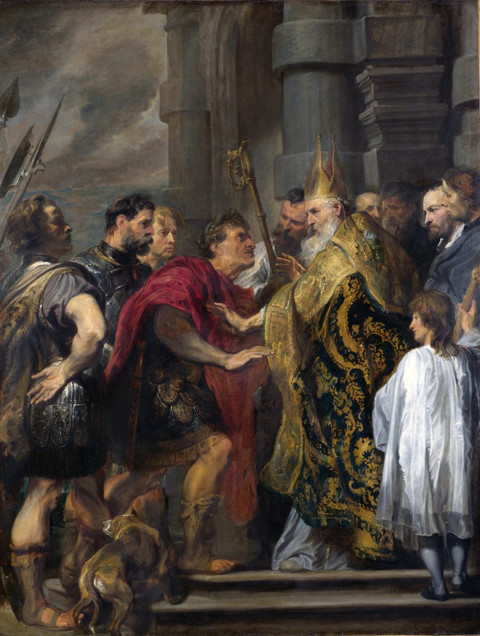 Saint Ambrose spärrar Theodosius från Milanos katedral av Anthony van Dyck